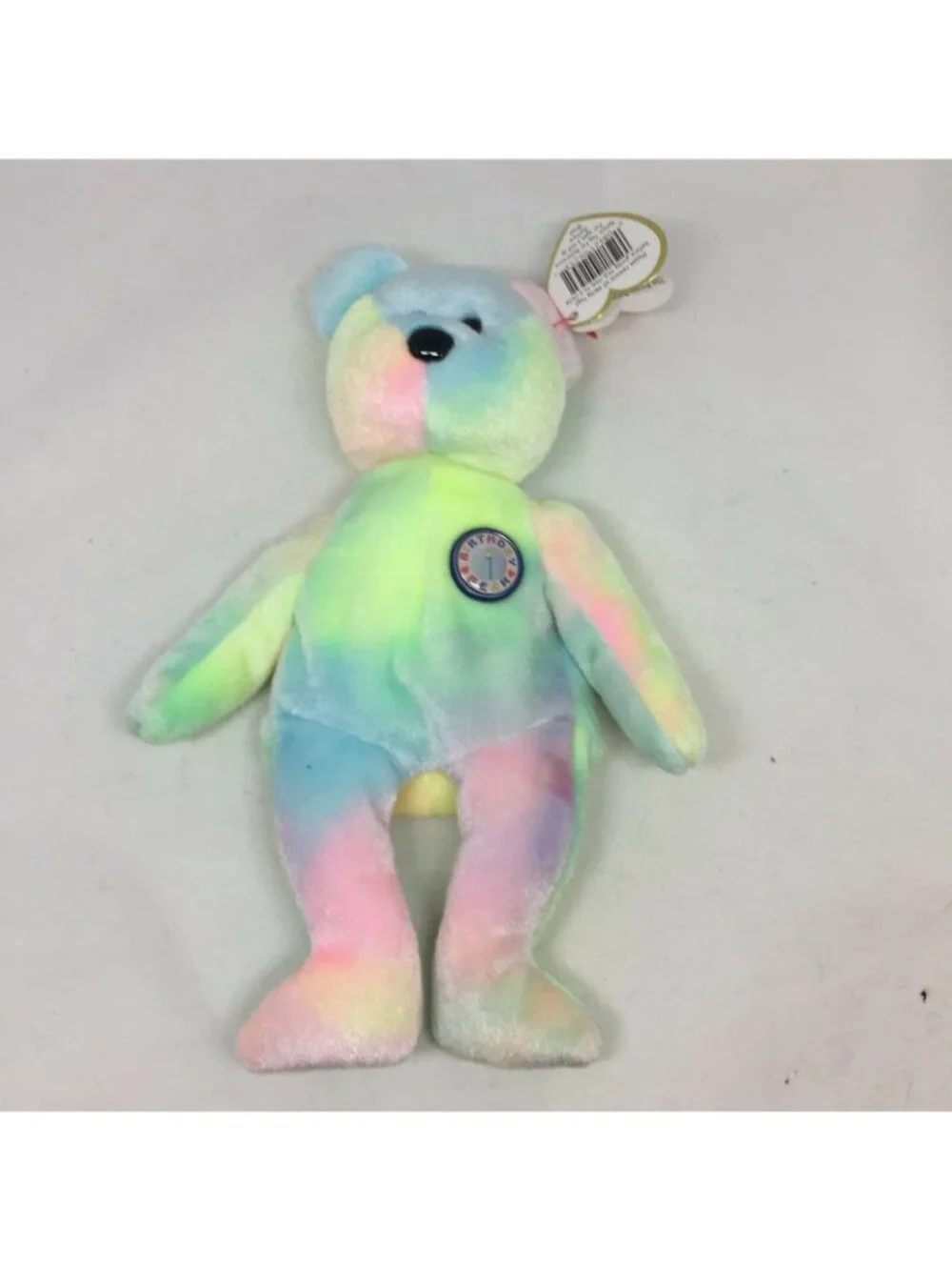 Ty Beanie Baby B.B. Bear Birthday Badge Colorful Plush Stuffed Animal W Tag 1999